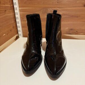 Black Patent Powerhouse Rashida Ankle Boot. Size 10. John Fluevog